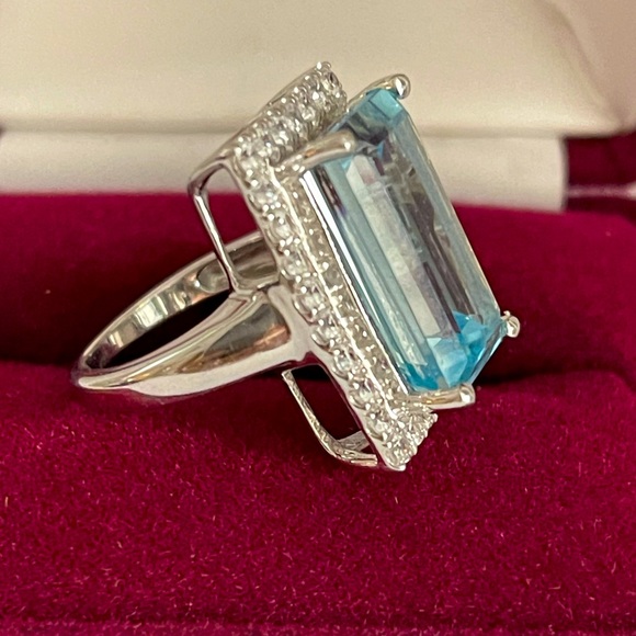 Huge blue quartz sterling silver ring - Picture 7 of 13